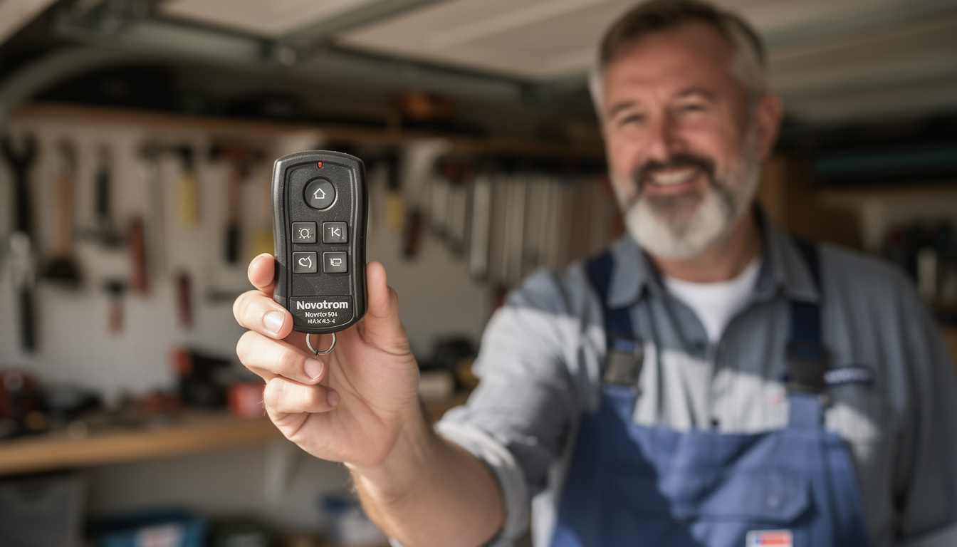 découvrez la notice de programmation pour la télécommande de porte de garage novoferm novotron 504 max43-4 et facilitez la gestion de votre ouverture automatique.