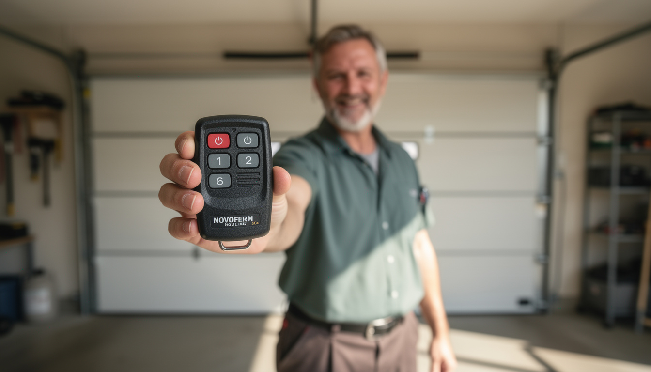 téléchargez la notice de programmation pour la télécommande de porte de garage novoferm novoline 504 et suivez les étapes simples pour configurer votre appareil rapidement et facilement.